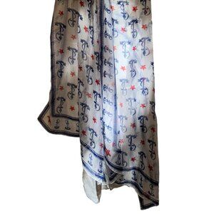 Red white blue Stars Anchors nautical theme ropes Patriotic semi sheer s…